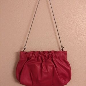 Glint Women’s Red Leather Clutch Shoulder Bag Mini Purse Handbag